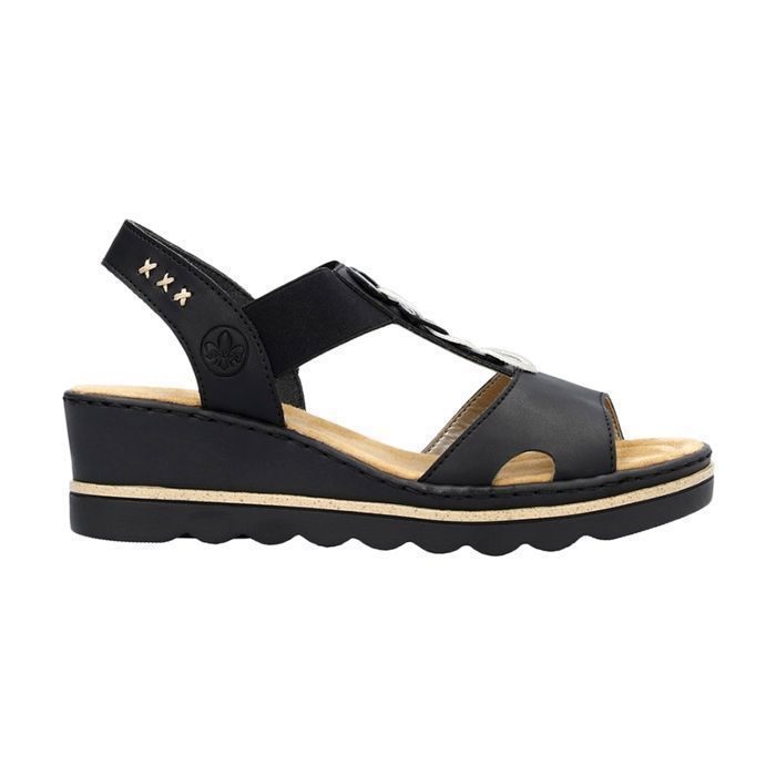 A Compense Sandales Compensé à Elastiques Rieker - Noir Noir - Cdiscount Chaussures