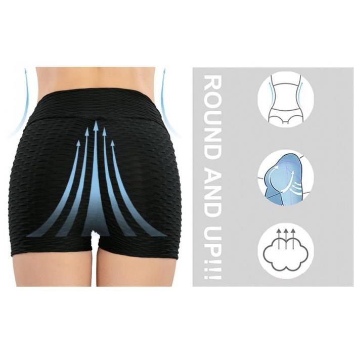 Short de Sport Femme Taille Haute avec Poches Push Up Ete pour Fitness Yoga Gym Noir Noir Cdiscount Sport