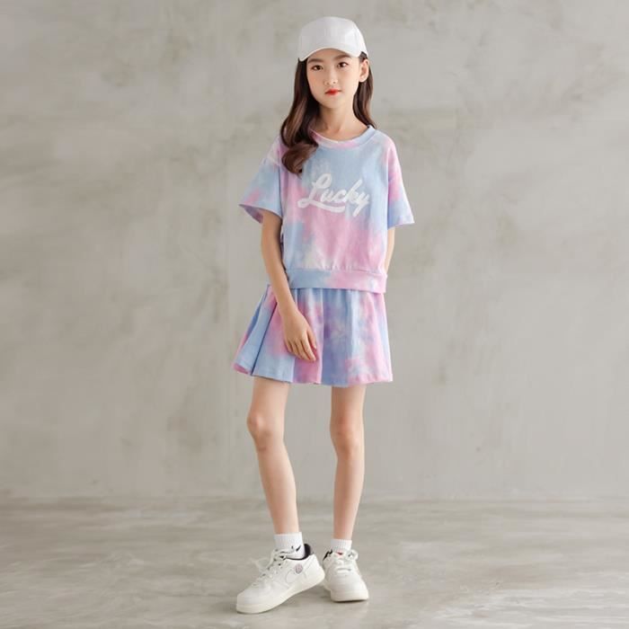 Ensemble Jogging Enfant Fille 2 Pièces Côtelé Uni – Débardeur + Pantalon Sport Été Confortable Et Tendance 6-14 Ans