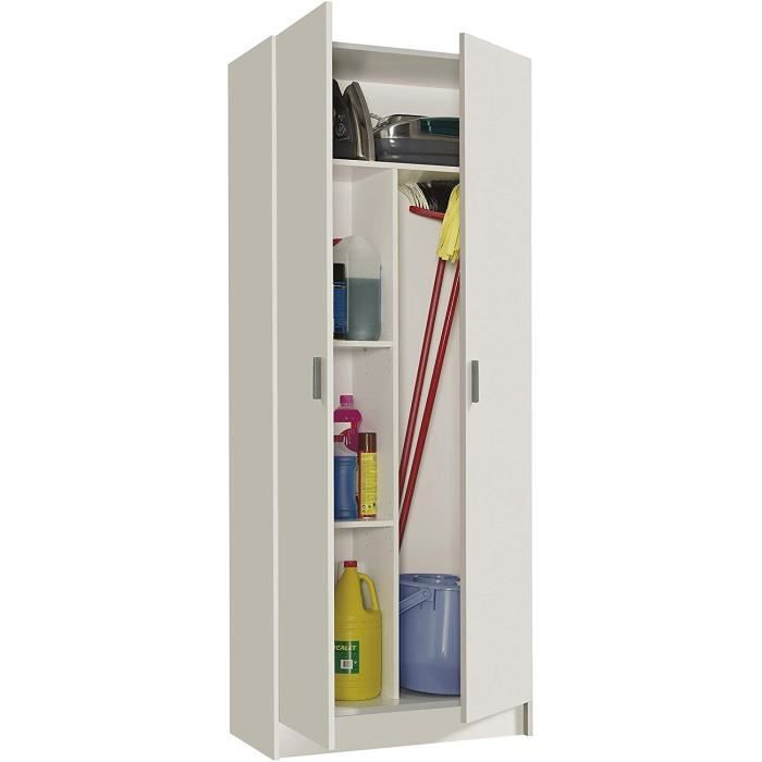Armoire de rangement coloris blanc Hauteur 180 x longueur 73 x
