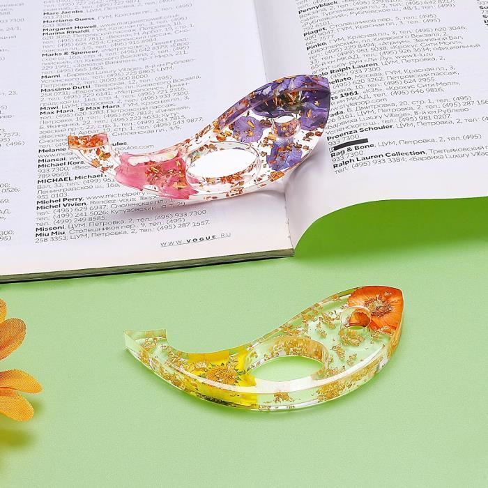Lot De 2 Porte-livres En Bois De Pouce,Porte Page De Livre De Fleurs,Anneau De Pouce,Accessoire De Lecture Pour Enseignants Amoureux Des Livres,8,5 X 3,5 X 1,5 Cm