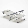 Chaise transat de plage pliante avec accoudoirs mer aluminium Gargano, Couleur: Gris-2