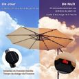 RELAX4LIFE Parasol Déporté 3x3M avec LED | Parasol Inclinable de Jardin à 8 Baleines | Pied Inclus |Imperméable&Protection UV-2