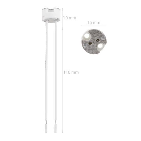 Douilles GU5.3 Kwmobile - Lot De 10 Avec Câbles 12V, Pour Spots LED Et Halogènes MR16