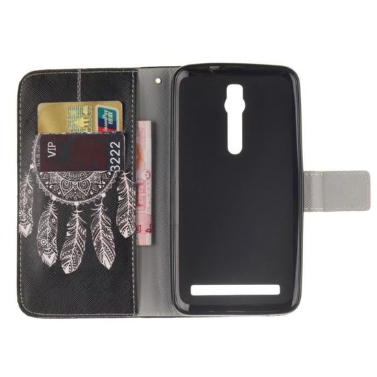 Étui Portefeuille Pour Asus Zenfone 4 ZE554KL - Cuir PU, Avec Verre Trempé Inclus - Fermeture Magnétique, Couleur Noir