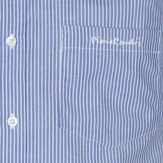Chemise Pierre Cardin Taille L - Blanche à Rayures Bleues - Manches Longues En Coton
