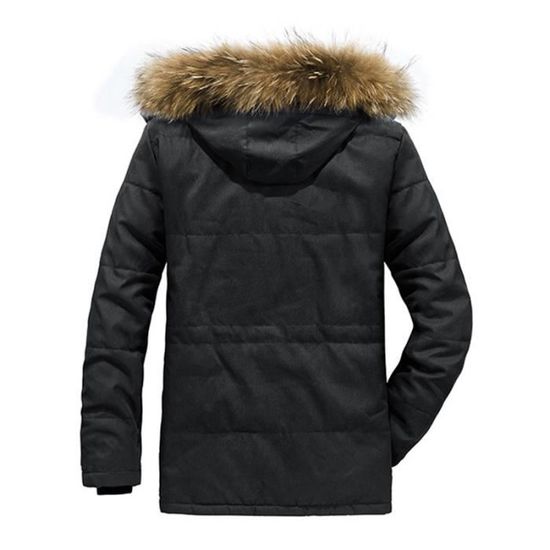 Veste Homme Mi-saison Parka Doublée - Capuche Fourrure Amovible, Coupe-vent, Pour Randonnée