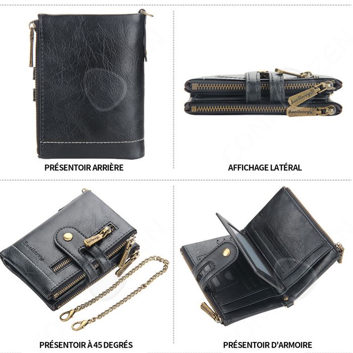 Portefeuille Mixte En Simili-cuir Noir - Léger & Pratique, Idéal Quotidien