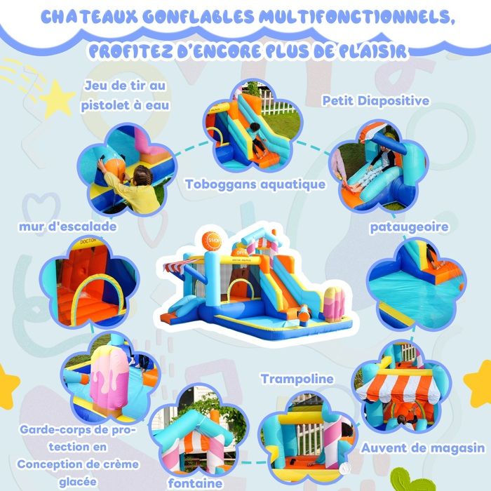 PLAY4FUN Château Aquatique Gonflable pour enfants 4m - Aire de jeux av... pas cher PLAY4FUN Château Aquatique Gonflable pour enfants 4m - Aire de jeux av... pas cher