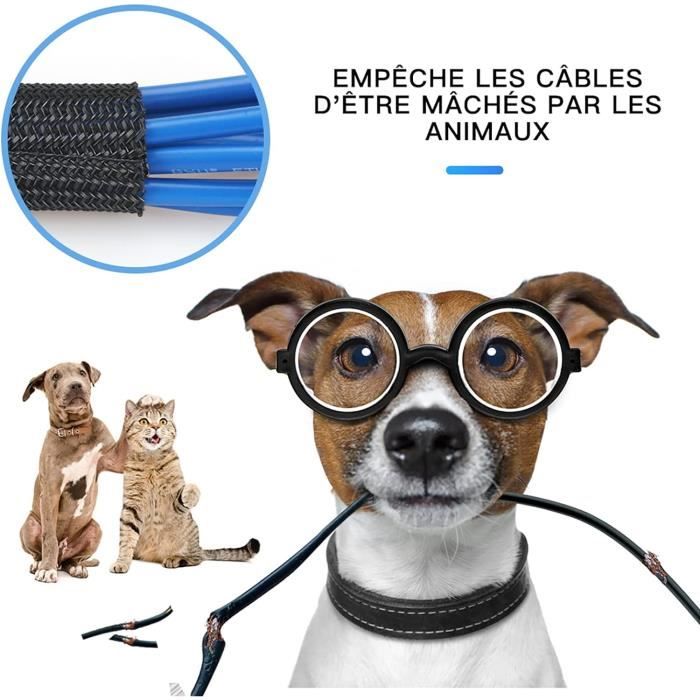 Protecteur De Câbles Anti-mâchonnement Pour Animaux - Manchon Tressé 3m, Noir, Pour Chats Et Chiens - 6