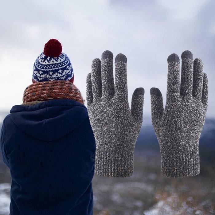 1 paire de gants d'hiver à doigts complets, couleur unie épaissie gants de  débarras automne hiver gants à écran tactile pour la course à pied, le