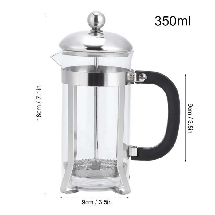 Starward Cafetière Française 350 ml, Piston en Verre Borosilicate et Acier Inoxydable pour Café et Thé
