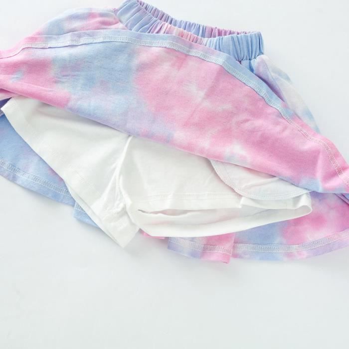 Ensemble Jogging Enfant Fille Côtelé Uni - Débardeur + Short - Tenue Sport Été Confortable