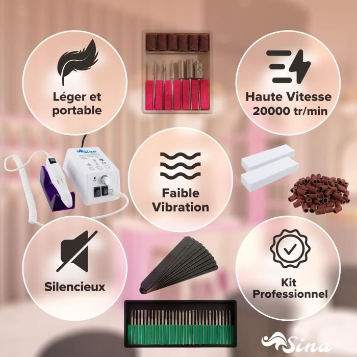 Ponceuse à Ongles électrique Sans Fil TOMIGHT - Vitesse Variable, Kit Complet Avec Accessoires