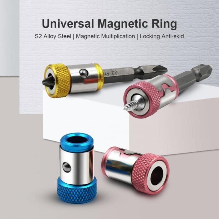Porte-embout magnétique en alliage, 3 pièces, anneau magnétique électrique,  tournevis, tête d'embout, anneau magnétique