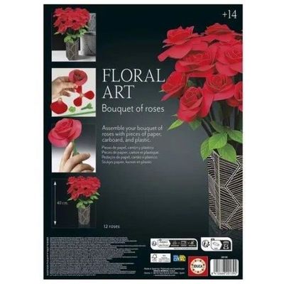Educa - Kit Création Bouquet De 12 Roses En Papier Sans Colle Ni Ciseaux - Activité Manuelle à Partir De 14 Ans