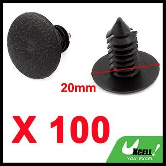 Sourcing Map 50Pcs Rivet Plastique Glissière Noir Trou 6.6mmx6.5mm Clip