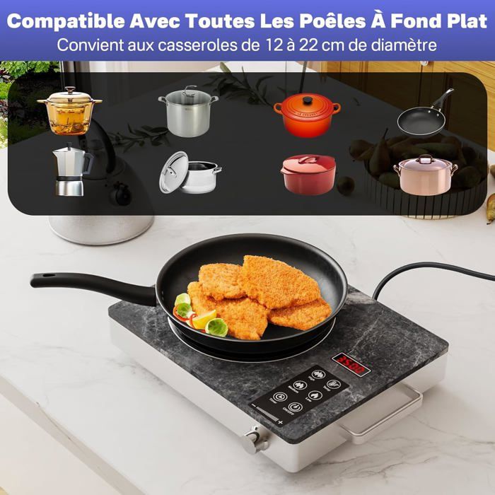 Plaque De Cuisson Vitrocéramique 1 Feu Nardea 3500W - Portable Avec Contrôle Tactile 12 Niveaux