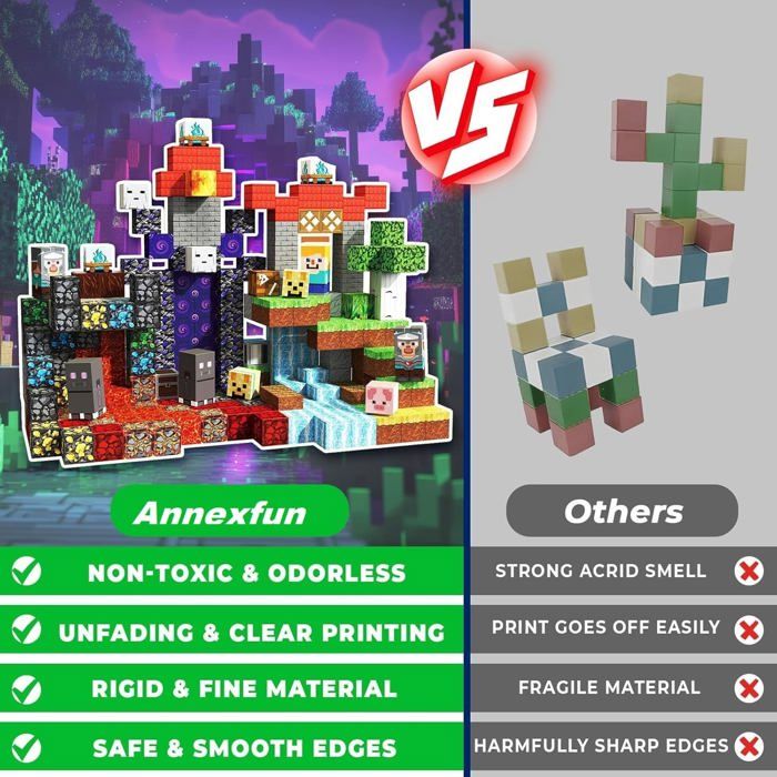 WOOBLO Lot De 63 Mini Blocs De Construction Magnétiques Avec Boîte De Rangement – Jouets STEM Sensoriels Pour Tout-petits 3+ – Coins Arrondis Et Lavables