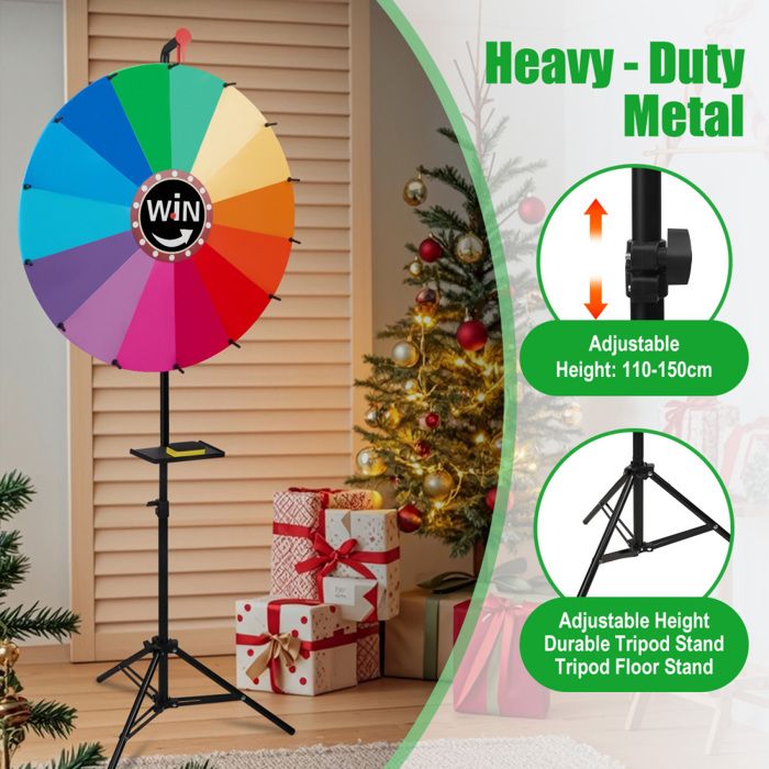COSTWAY Roue de la Fortune 60CM-Hauteur Réglable 80-148 CM avec Support