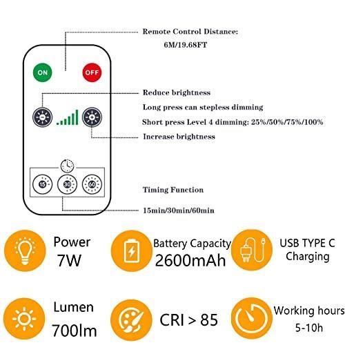 Ampoule LED Rechargeable USB C RGB Avec Télécommande E27 - 9 Couleurs + 3 Températures, Dimmable 2600mAh 8W 2 Pack