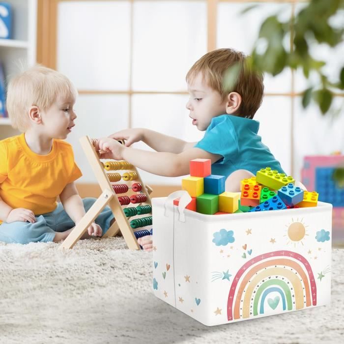 Panier Rangement Enfant Arc-en-Ciel - 40x30x30cm Pour Linge/Jouets