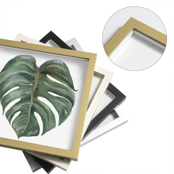 Cadre Photo 3D En Bois Profond (30x40 Cm) - Pour Fleurs Séchées, Objets Souvenirs - Noir, Blanc, Bois