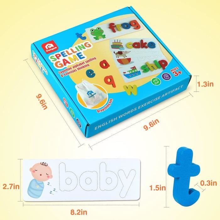 Coogam Blocs de Couleur Jeux dorthographe Lettres Assorties en Bois