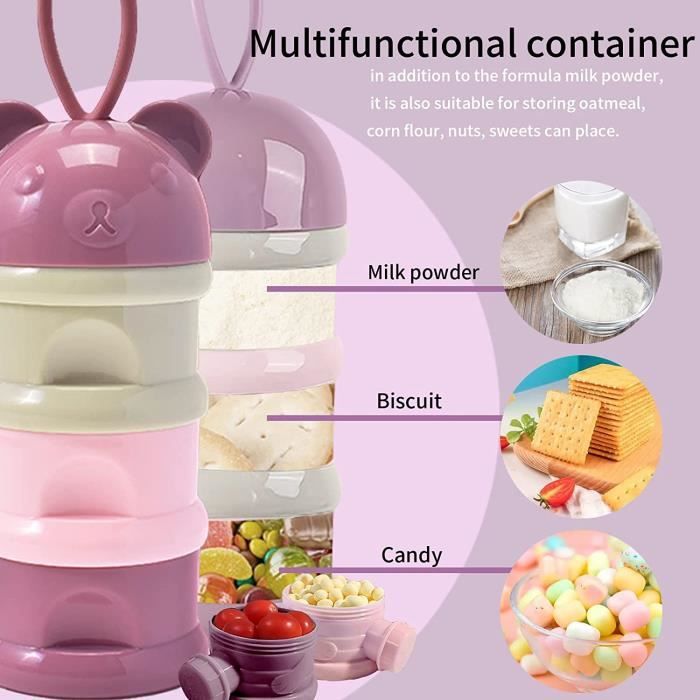 Distributeur De Lait En Poudre Portable - 5 Compartiments Empilables, Pour Collations Et Sorties