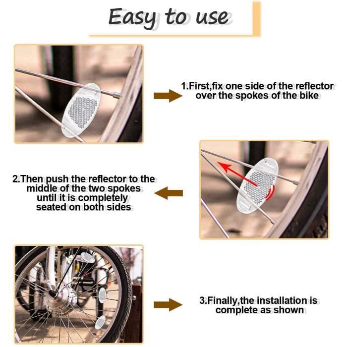 Catadioptres de rayons de sécurité pour roue de vélo - Par 4