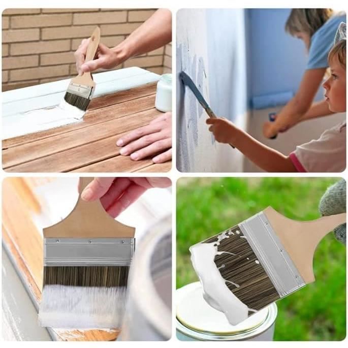 Lot De 8 Pinceaux à Peinture Valspar 2″ Angle Bleu – Manche Court – Idéal Murs Et Garnitures – Second Choix