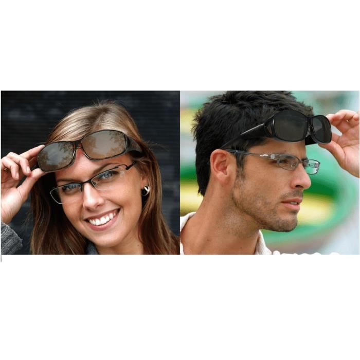 Lot de 2 pcs Surlunette de soleil nuit protection anti UV SurLunettes de conduite Jour et nuit Noire Achat Vente lunettes de soleil Cdiscount