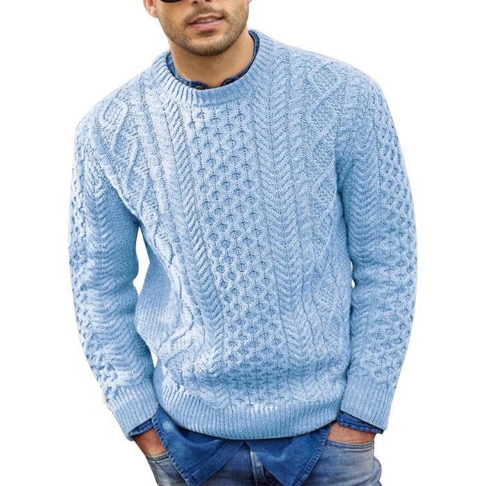Pull Col rond a enfiler homme pull hiver Motif de chanvre vintage hommes sweatshirt Vetement Masculin Kaki blanc Cdiscount Pret a Porter
