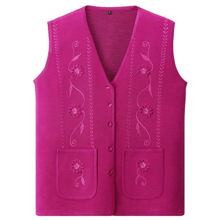 PULL Femmes chandail gilet moyen age et personnes agees femmes chandails Cardigan printemps automne mince sans manches Type Red Blanc Cdiscount Pret a Porter