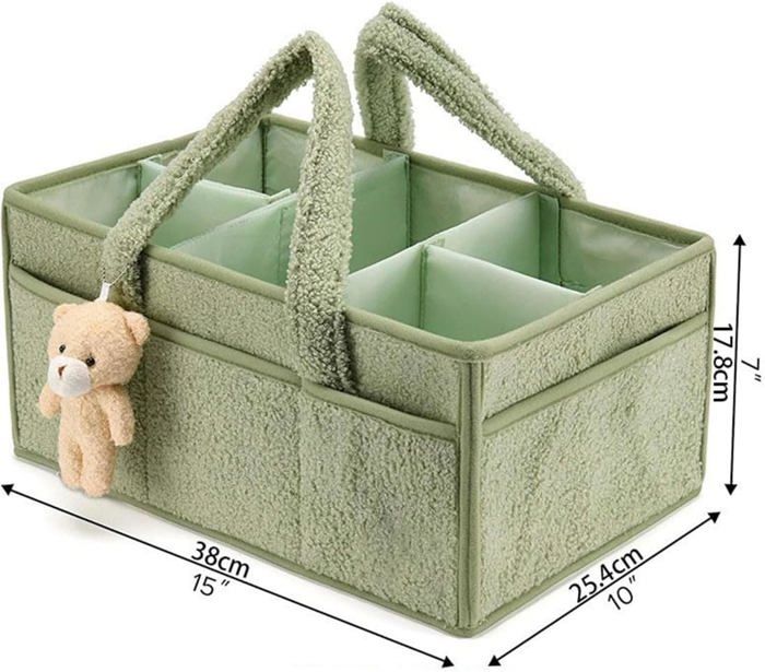 Organisateur De Table à Langer Pliable - Panier De Rangement Bébé Avec Compartiments Amovibles, Poignée Portable
