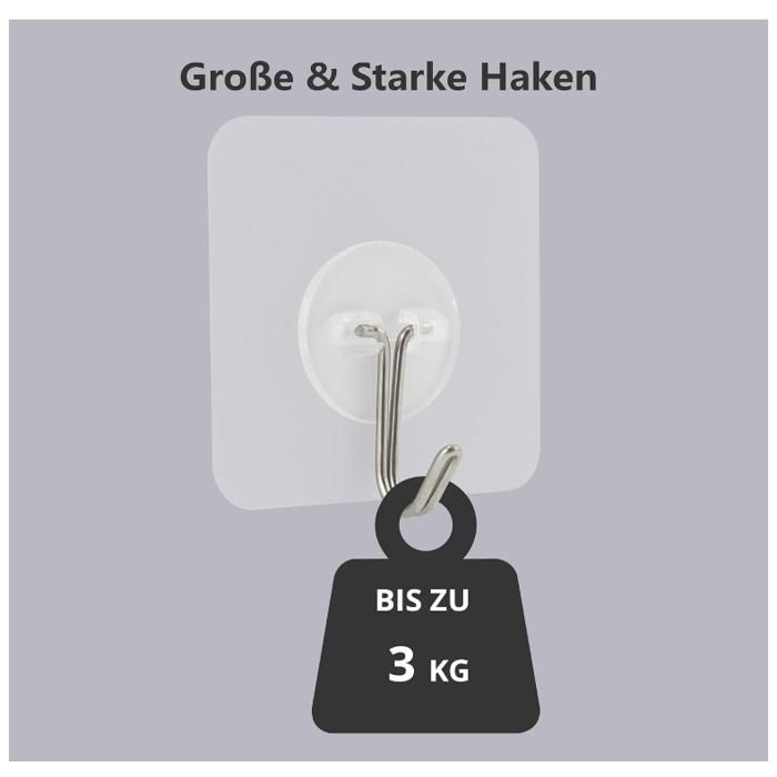 Lot de 10 crochets adhésifs en acier inoxydable pour salle de bains, cuisine et chambre, sans perçage, argent mat | Leroy Merlin