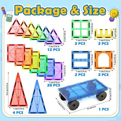 Jouet Enfant 2 3 4 5 6 7 8 Ans Construction Magnétiques Jouet éducatif pour Cadeau Garcon Fille 3 4 5 6 7 Ans Jeux Enfant 3 Ans Garçon Filles Cadeaux pour Anniversaire Noël 47pcs