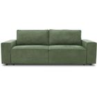 CASAPY Canapé convertible 3 places JOSH - Tissu Loft Olive - Coffre de rangement - L 239 x P 117 x H 65 cm