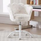 Ya-Home Chaise de Bureau Pivotant pour Enfant, Fauteuil de Bureau pour Enfant, Chaise Bureau pour Chambre, Fausse Fourrure, Blanc