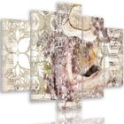 FEEBY Tableau Décoration Murale La fille au chapeau 5 Pieces 100x70 cm Impression sur Toile Vintage pour la Salon