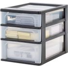 IRIS OHYAMA Tours de Rangement trois Tiroirs, Tour de Rangement Noir, Colonne de Rangement 3 Tiroirs, Commode Plastique, Rangement de Bureau