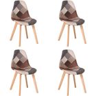 BenyLed Ensemble de 4 Chaises de Salle à Manger Chaises Patchwork avec Pieds en Bois Chaise Scandinave Style, Marron