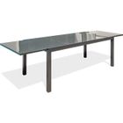 DCB GARDEN Table de jardin TOLEDE (200/300x100 cm) en aluminium et plateau verre avec rallonge intégrée - GRIS ANTHRACITE