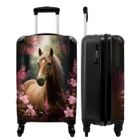 Valise cabine imprimée - NOBORINGSUITCASES.COM - Cheval Fleurs Rose Nature - ABS - Cadenas TSA - 55x35x20 cm