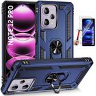 YIOU Lot de 2 Verres Trempés+ Coque pour Redmi Note 12 Pro 5G Bleu Marine Epais Anti-Rayure Dure Antichoc Style Armée