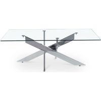 Table basse design rectangulaire en verre pieds argentés NEOLA
