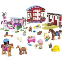 Mega Construx - Mega Barbie - Coffret de Construction Les Ecuries - 3 Figurines, 9 animaux, Accessoires - 286 Blocs Compatibl
