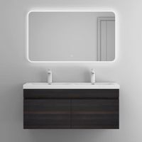 Ensemble de meuble de salle de bain gris foncé avec lavabo 120cm design Botanica - SOGOOD