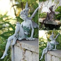 Statue de conte de fées en résine SURENHAP pour décoration de jardin - Blanc, gris clair - 18*8*15CM