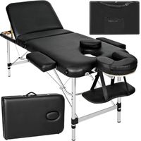 TECTAKE Table de massage portable pliante à 3 zones  Sac de transport compris - Noir